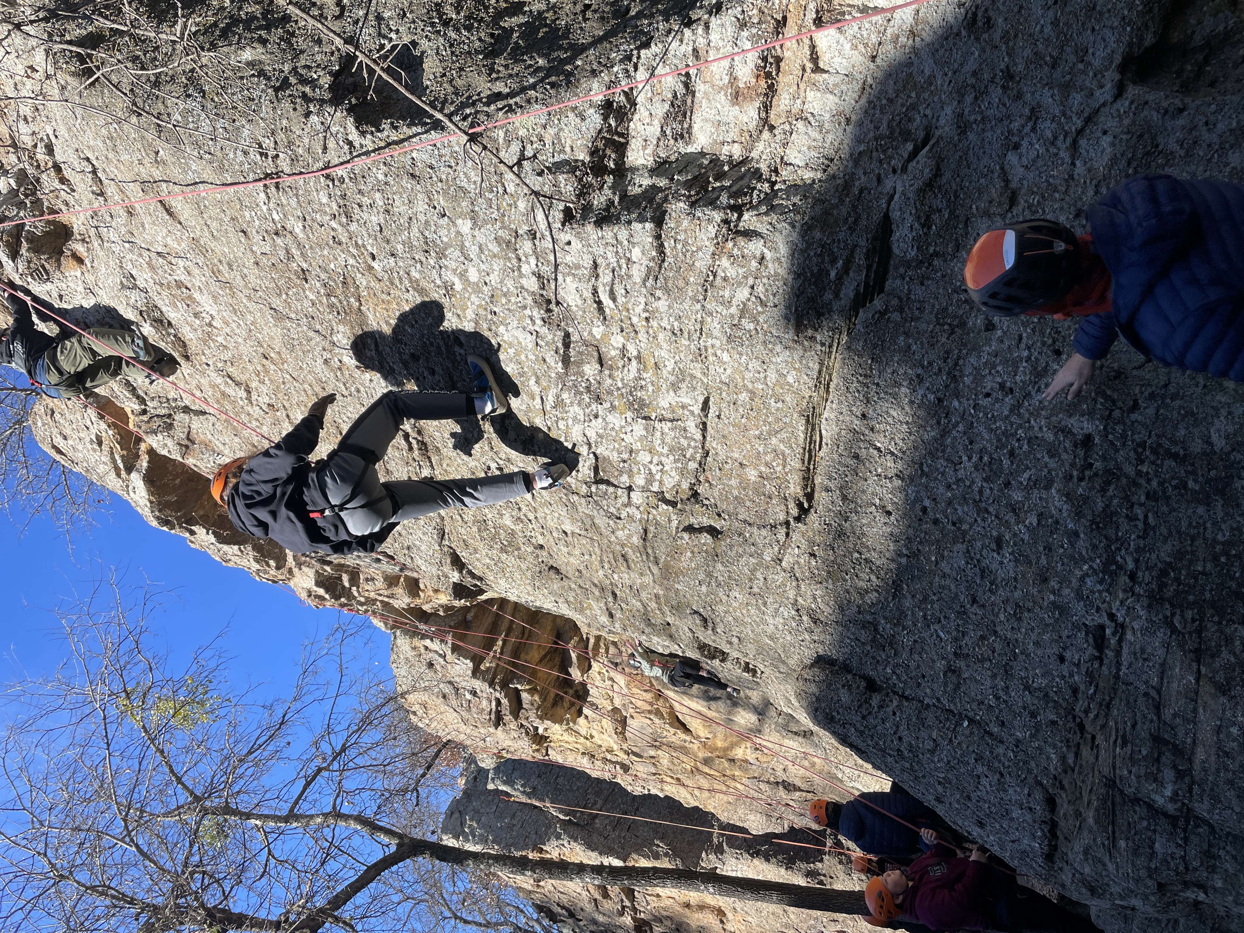 Scouts climbing during a troop activity