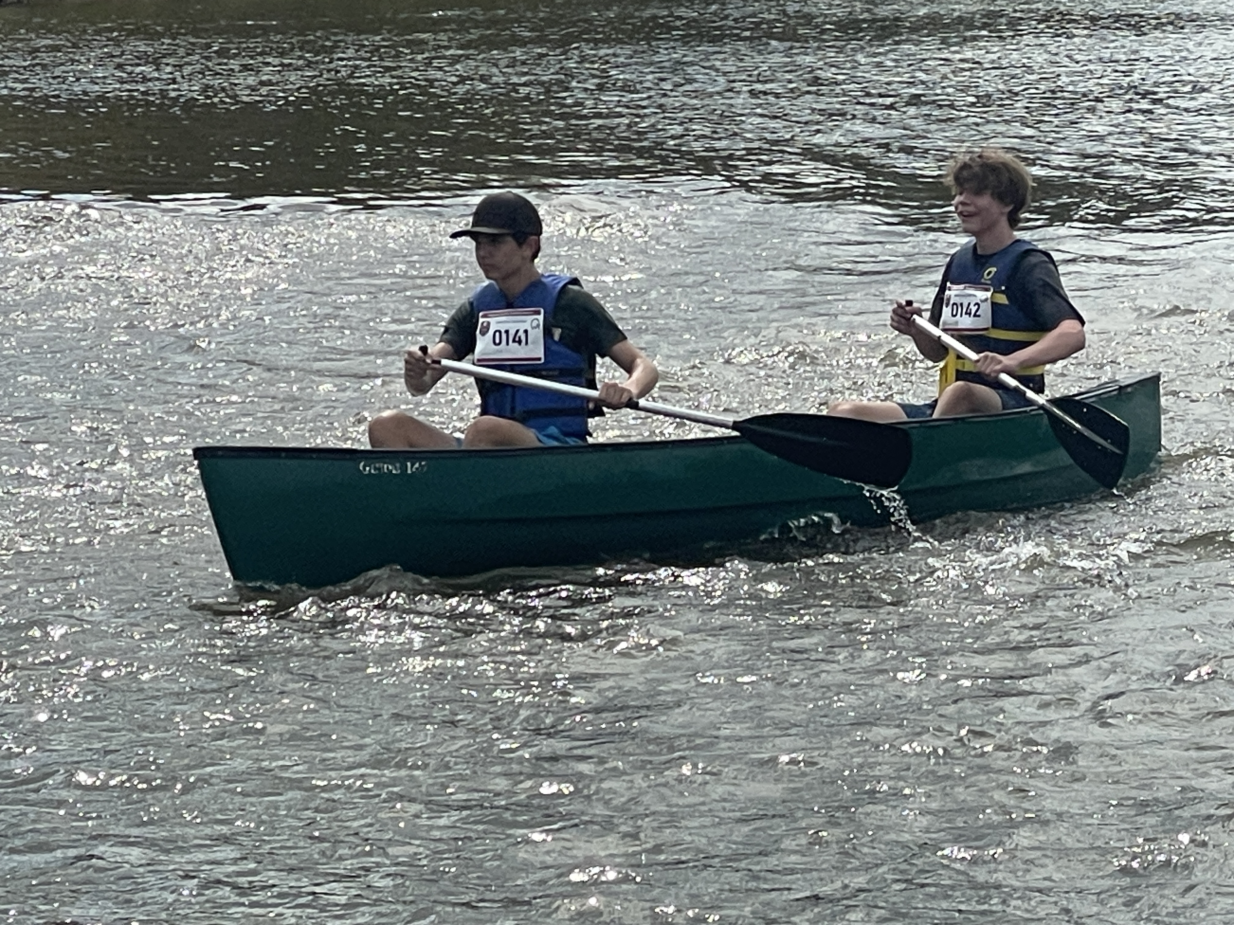 Scouts canoeing during a troop activity